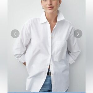 AYR The Deep End Button Up Shirt Size L White Oxford Cotton Long Sleeve